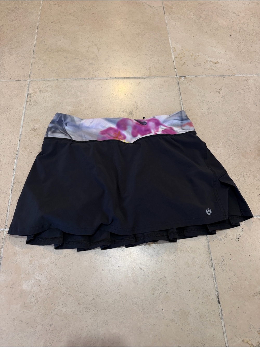 lululemon athletica Black Skort with Pink Floral Waistband